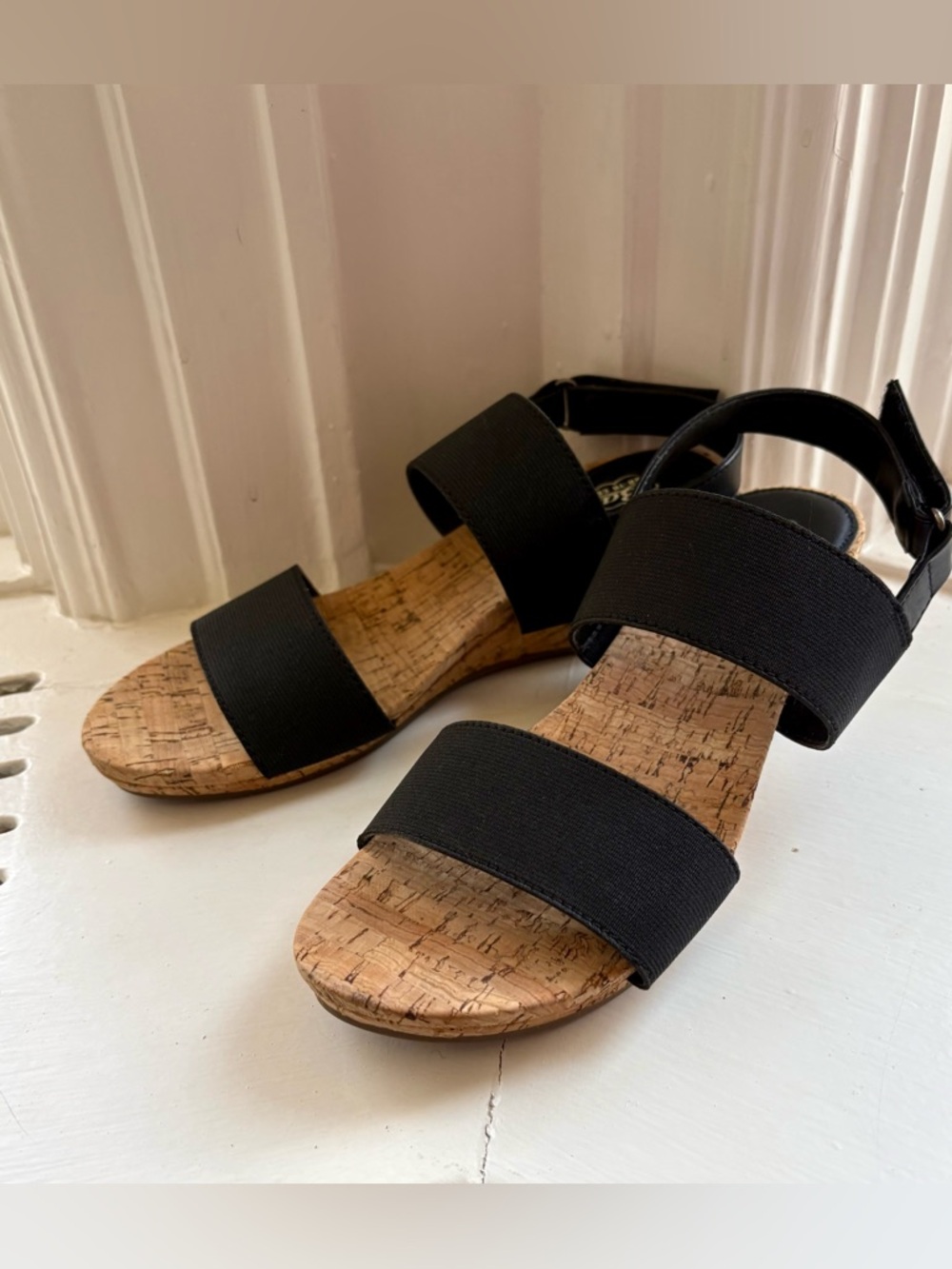 Bass Black Cork Strap Sandals
